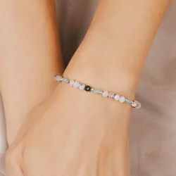 Kocie Oko, Opal, Hematyt - srebrna bransoletka na bogactwo, intuicję, sukces - Energia Sukcesu