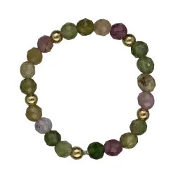 Turmalin - srebrny pozłacany pierścionek na ochronę, bogactwo, uzdrowienie - Wewnętrzna Ochrona