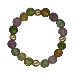 Turmalin - srebrny pozłacany pierścionek na ochronę, bogactwo, uzdrowienie - Wewnętrzna Ochrona