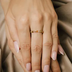 Turmalin - srebrny pozłacany pierścionek na ochronę, bogactwo, uzdrowienie - Wewnętrzna Ochrona