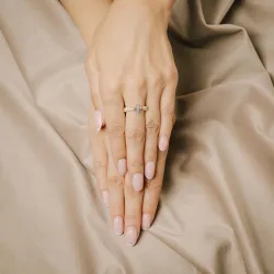 Perła, Akwamaryn - srebrny pozłacany pierścionek na zdrowie, odwagę, harmonię - Skarby Oceanu