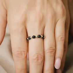 Noc Kairu - srebrny pozłacany pierścionek na harmonię, uzdrowienie, spokój - Magiczna Noc