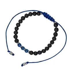 Kyanit, Lawa Wulkaniczna - bransoletka męska na sznurku na siłę, harmonię, uzdrowienie - Jego styl