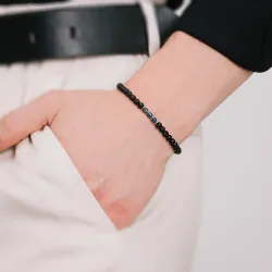 Kyanit, Lawa Wulkaniczna - bransoletka męska na sznurku na siłę, harmonię, uzdrowienie - Jego styl