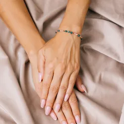 Turmalin, Kamień Słoneczny, Apatyt - srebrna pozłacana bransoletka na ochronę, bogactwo, uzdrowienie - Wewnętrzna Ochrona