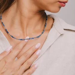 Hematyt, Kyanit - srebrny naszyjnik na duchowość, uzdrowienie, koncentrację - Duchowe Przebudzenie