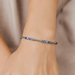 Hematyt, Kyanit - srebrna bransoletka na duchowość, uzdrowienie, koncentrację - Duchowe Przebudzenie