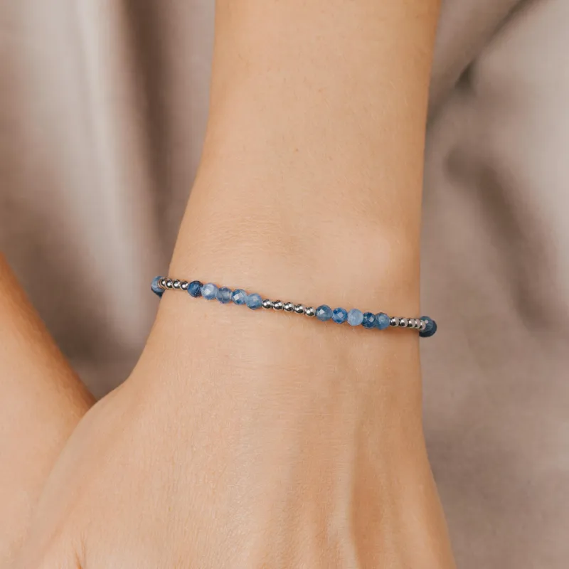 Hematyt, Kyanit - srebrna bransoletka na duchowość, uzdrowienie, koncentrację - Duchowe Przebudzenie