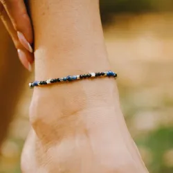 Bransoletka na nogę srebrna – Lapis Lazuli, Spinel i Hematyt | Intuicja · Duchowe Przebudzenie