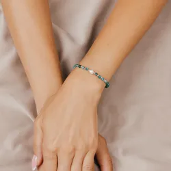 Perła, Apatyt - srebrna bransoletka na kreatywność, harmonię, uzdrowienie - Skarby Oceanu