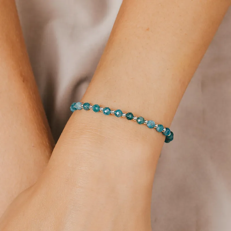 Apatyt - srebrna bransoletka na kreatywność, harmonię, uzdrowienie - Skarby Oceanu