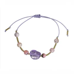 Ametyst, Opal, Hematyt - bransoletka na sznurku na koncentrację, miłość, sukces - Energia Sukcesu