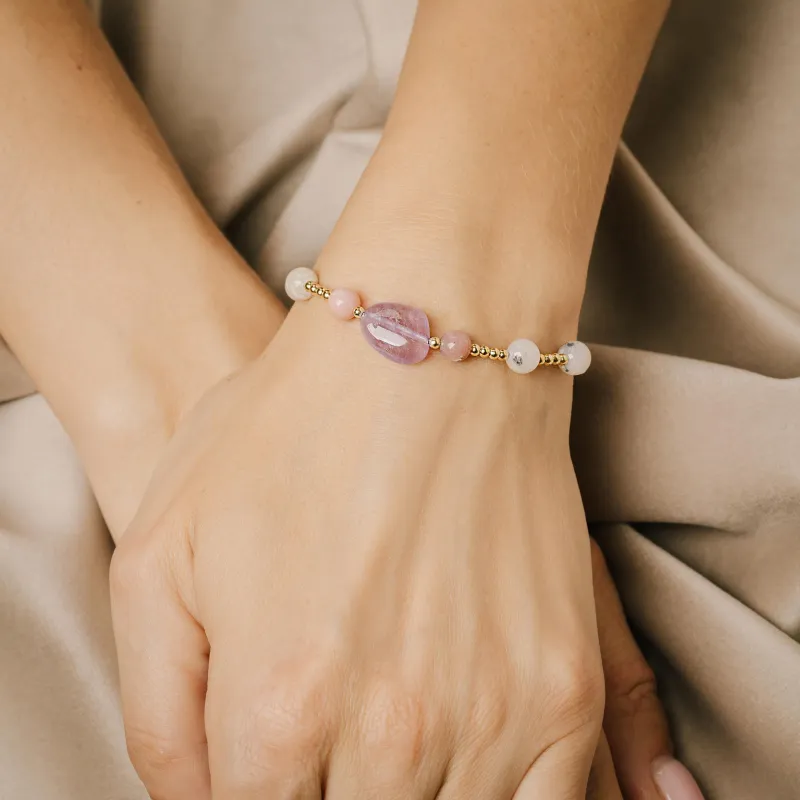 Ametyst, Opal, Hematyt - bransoletka na sznurku na koncentrację, miłość, sukces - Energia Sukcesu