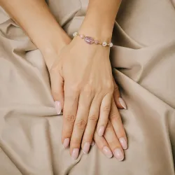 Ametyst, Opal, Hematyt - bransoletka na sznurku na koncentrację, miłość, sukces - Energia Sukcesu