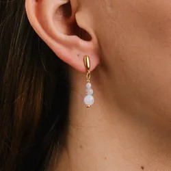 Kolczyki srebrne pozłacane - Chalcedon - Spokój - Światło Ukojenia
