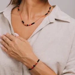 Komplet biżuterii srebro pozłacane bransoletka i naszyjnik - Ochrona - Wewnętrzna Tarcza