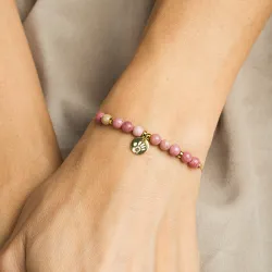 Rodonit, Hematyt - bransoletka na sznurku na uzdrawianie, miłość, siłę - Przyszła Mama