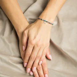 Chryzokola, Ametyst, Fluoryt - srebrna bransoletka na ochronę, spokój, kreatywność - Wodnik