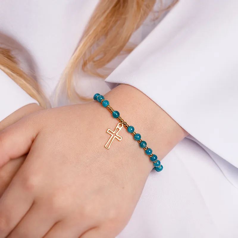 Apatyt, Hematyt - bransoletka na sznurku na kreatywność, harmonię, uzdrowienie - Pierwsza Komunia Święta