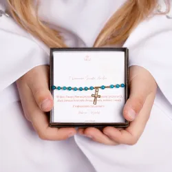 Apatyt, Hematyt - bransoletka na sznurku na kreatywność, harmonię, uzdrowienie - Pierwsza Komunia Święta