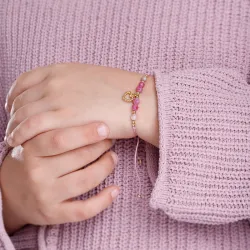 Turmalin, Hematyt - bransoletka dziecięca na sznurku na ochronę, bogactwo, uzdrowienie - Bajkowy Świat