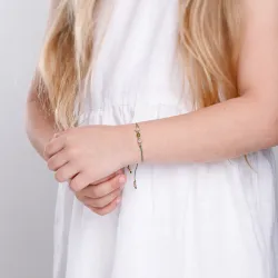 Turmalin, Hematyt - bransoletka dziecięca na sznurku na zdrowie, intuicję, duchowość - Bajkowy Świat