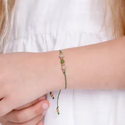 Turmalin, Hematyt - bransoletka dziecięca na sznurku na zdrowie, intuicję, duchowość - Bajkowy Świat