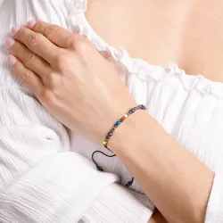Lapis Lazuli, Lolit, Hematyt - bransoletka na sznurku na zdrowie, intuicję, duchowość - Refleksja Zdrowia