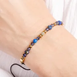 Lapis Lazuli, Lolit, Hematyt - bransoletka na sznurku na zdrowie, intuicję, duchowość - Refleksja Zdrowia