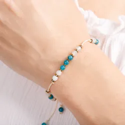 Apatyt, Akwamaryn, Hematyt - bransoletka na sznurku na kreatywność, harmonię, uzdrowienie - Refleksja Zdrowia