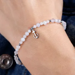 Bransoletka ze stali chirurgicznej na gumce – Chalcedon i Hematyt | Spokój · Aurora
