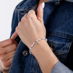 Bransoletka ze stali chirurgicznej na gumce – Chalcedon i Hematyt | Spokój · Aurora