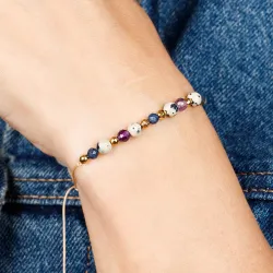 Ametyst, Szafir, Jaspis - bransoletka na sznurku na harmonię, bezpieczeństwo, ochronę - Panna