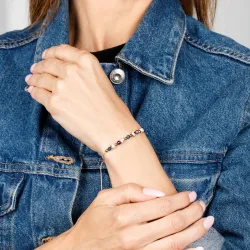 Ametyst, Szafir, Jaspis - bransoletka na sznurku na harmonię, bezpieczeństwo, ochronę - Panna