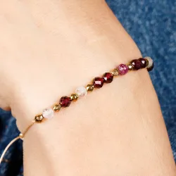 Granat, Rubin, Kryształ Górski - bransoletka na sznurku na odwagę, miłość, harmonię - Lew