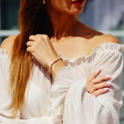 Opal - srebrna pozłacana bransoletka na kreatywność, harmonię, miłość - Pocałunek Miłości