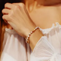 Opal - srebrna pozłacana bransoletka na kreatywność, harmonię, miłość - Pocałunek Miłości
