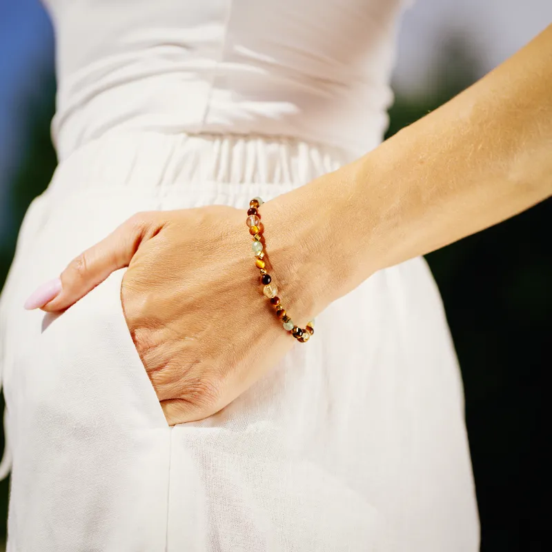 Tyrysie Oko, Cytryn, Awenturyn - srebrna pozłacana bransoletka na bogactwo, sukces, siłę - Symfonia Bogactwa