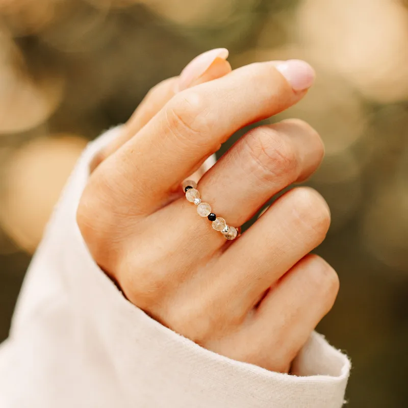 Cytryn, Spinel - srebrny pierścionek na sukces, szczęście, bogactwo - Solaris