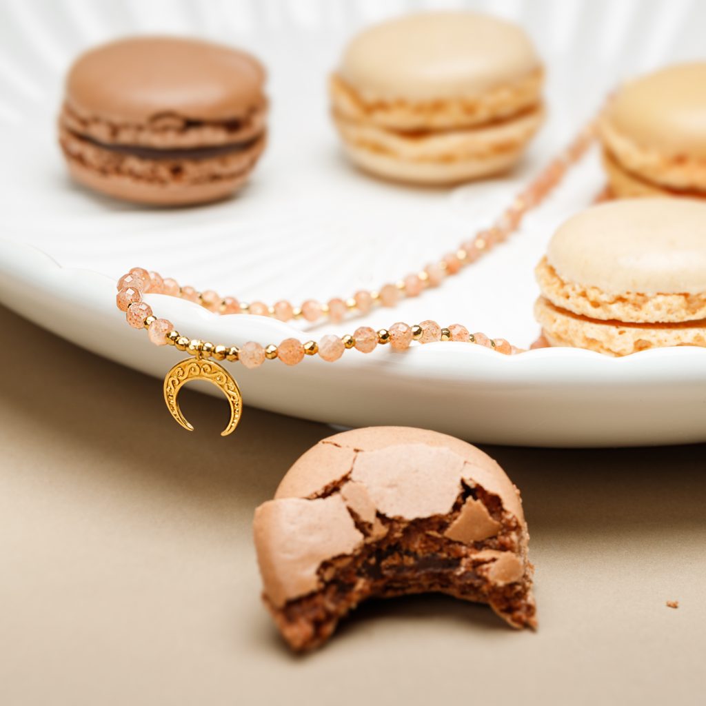 Kamień Słoneczny - srebrny pozłacany naszyjnik na radość, szczęście, sukces - Oaza Szczęścia