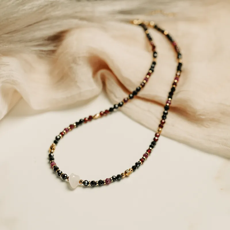 Kwarc Różowy, Rubin, Granat - srebro pozłacane naszyjnik na miłość, harmonię, szczęście - Lumina Walentynki 2026