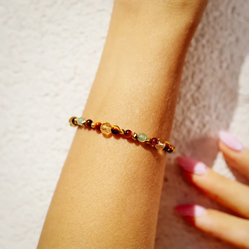 Tyrysie Oko, Cytryn, Awenturyn - srebrna pozłacana bransoletka na bogactwo, sukces, siłę - Symfonia Bogactwa