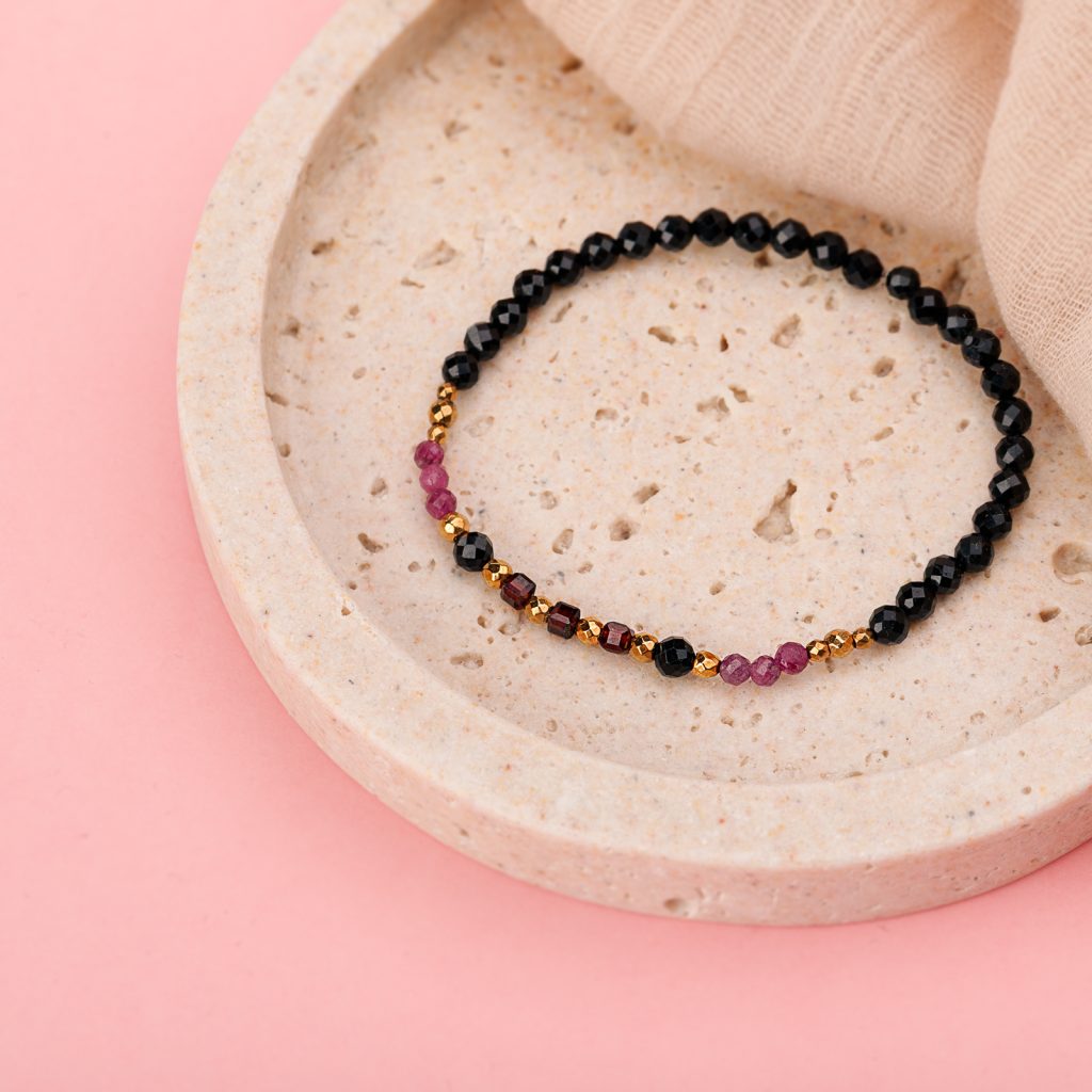 Rubin, Turmalin, Granat - bransoletka na radość miłość, szczęście - Solaris
